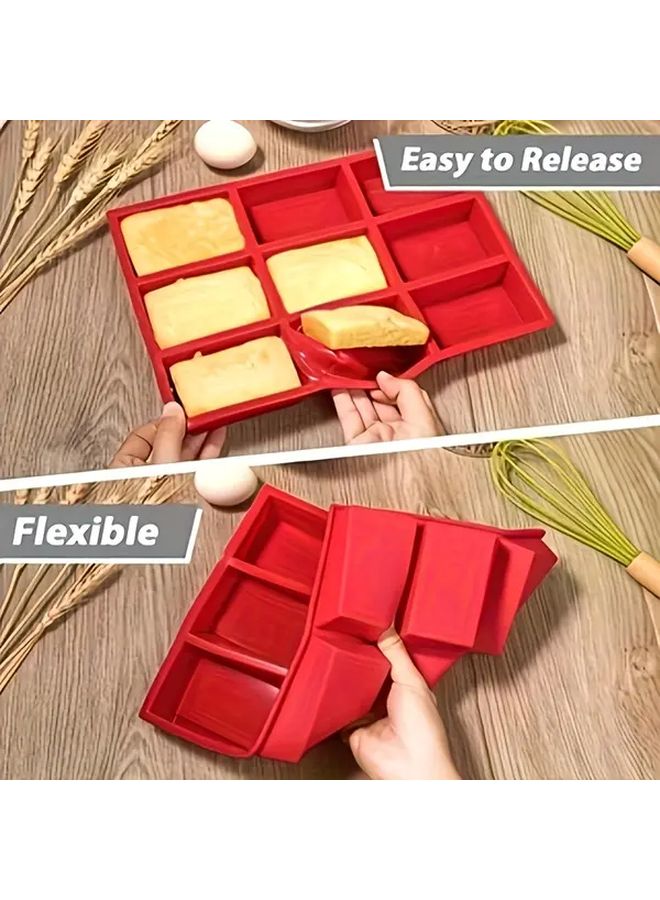Red Silicone Baking Pan 9 Cavities Non Stick Oven Microwave Safe Easy Release - Image 4